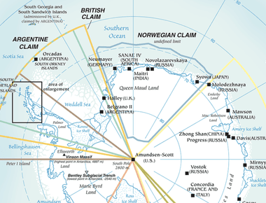 Seven countries have claimed pie shaped wedges of antarctica they are argentina australia chile france new zealand norway and the united kingdom