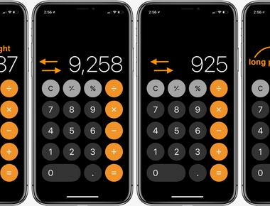 In the iphone calculator app swipe left or right to delete the last number