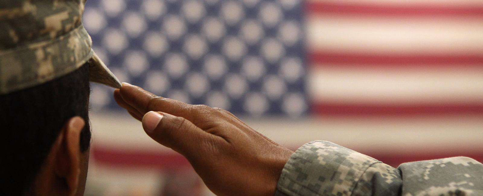 Soldiers from every country salute with their right hand