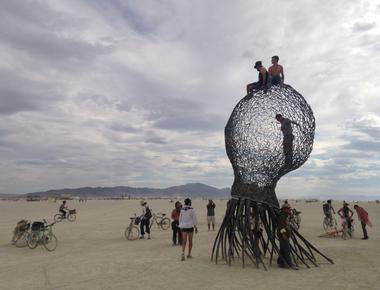 After the burning man festival a cleaning crew combs through the grounds to clean up moop or trash as small as single hairs from wigs in order to pass a federal inspection