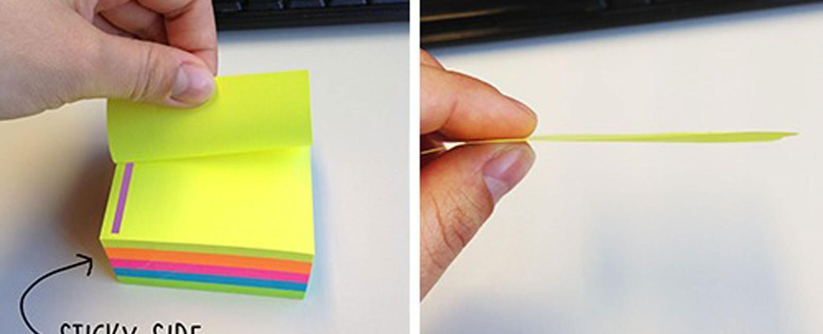 You can peel sticky notes off things easily thanks to their uneven adhesive their adhesive distributes so that only a portion makes contact with surfaces to stick but can be unstuck just as quickly