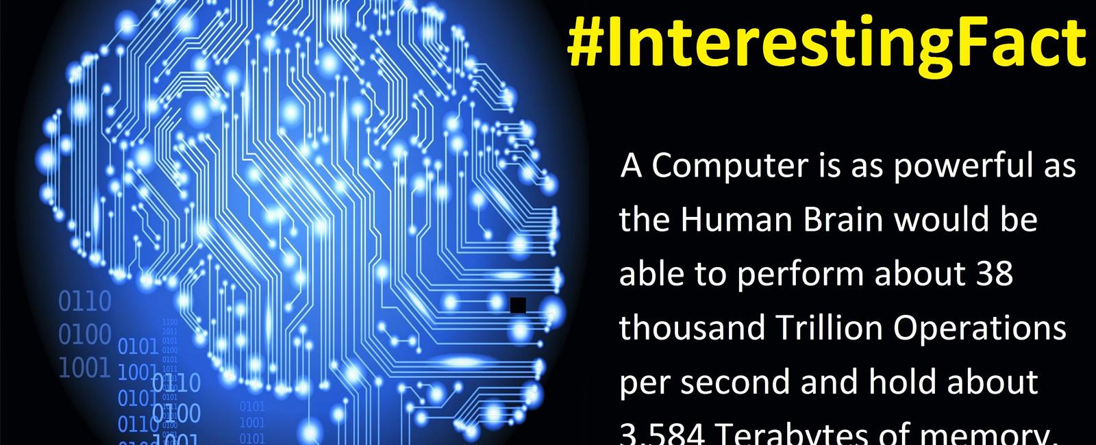 A computer as powerful as the human brain would be able to perform about 38 thousand trillion operations per second and hold about 3 584 terabytes of memory