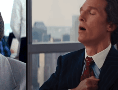 Matthew mcconaughey thumps his chest before takes on set as a relaxation technique leonardo dicaprio suggested he do it during their now famous lunch scene in the wolf of wall street to add intensity to the character