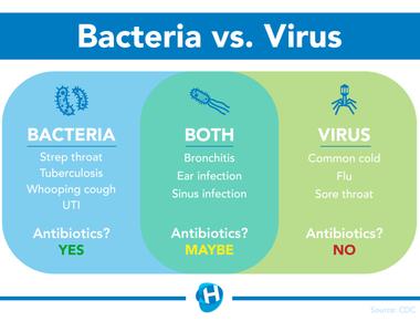 Antibiotics can be useful in fighting off bacteria but they are ineffective against viruses this is because bacteria and virus are completely different both having unique characteristics that need specialized treatments