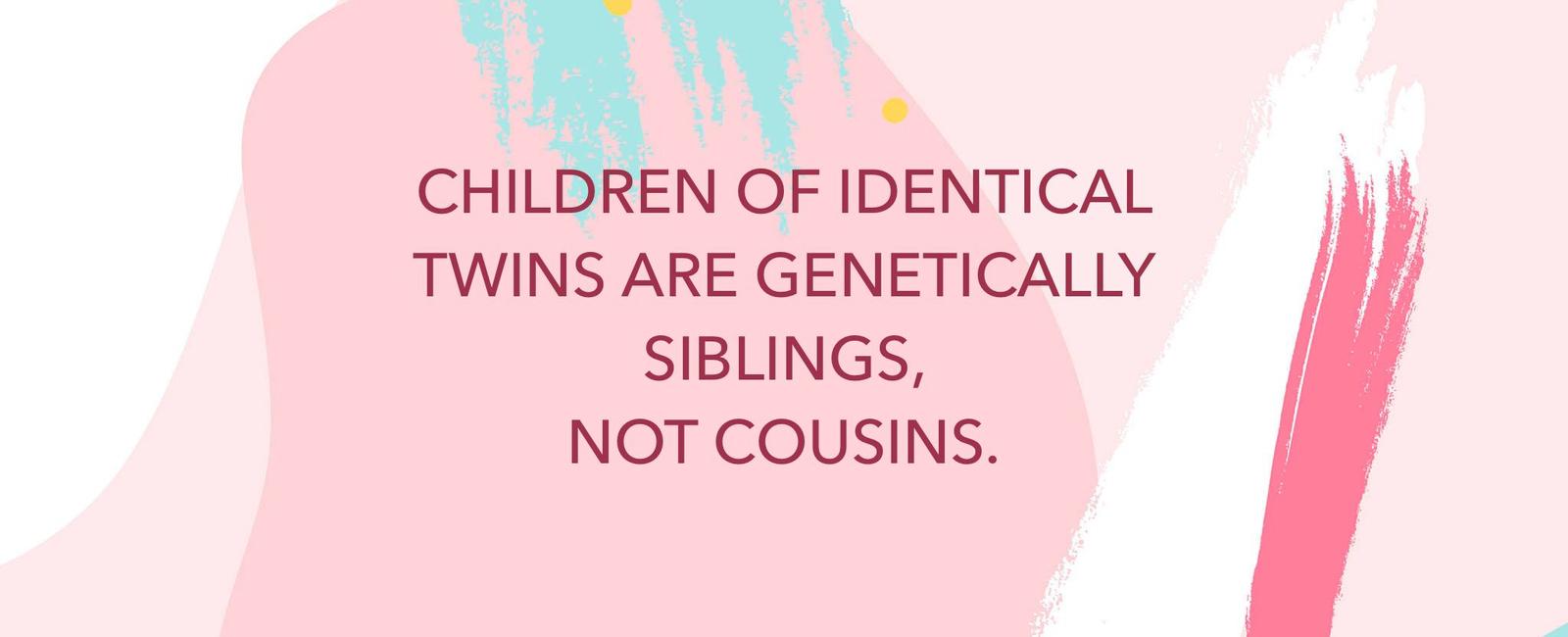 Children of identical twins are genetically siblings not cousins