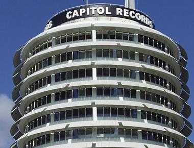 The flashing warning light on the cylindrical capitol records tower spells out hollywood in morse code