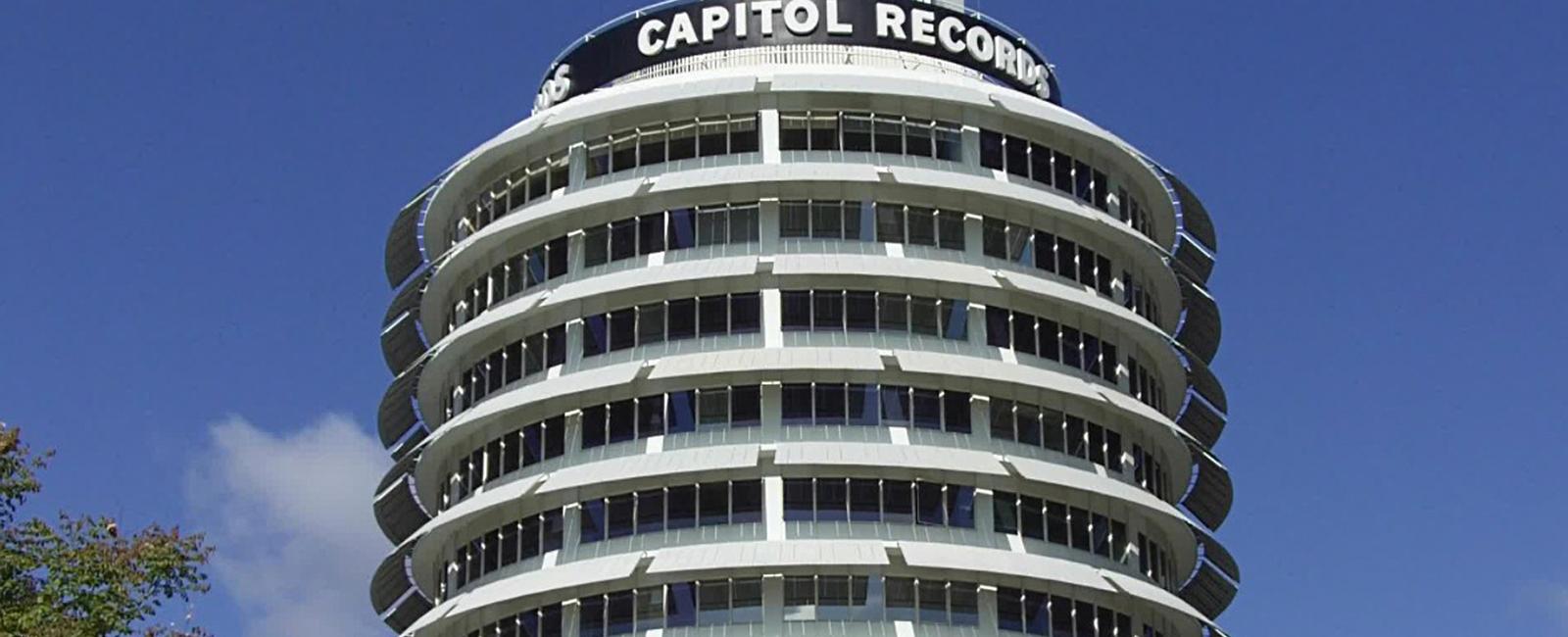 The flashing warning light on the cylindrical capitol records tower spells out hollywood in morse code