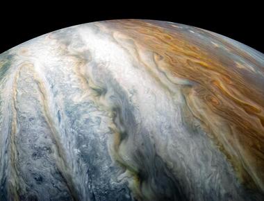 Jupiter is a very colorful planet and this is all because of the different clouds and storms that are taking place apparently the storms can move as fast as 170 miles 274 kilometers per second