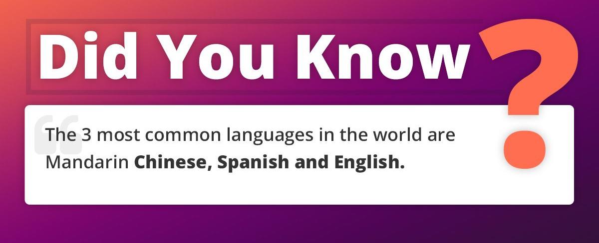 The 3 most common languages in the world are mandarin chinese spanish and english