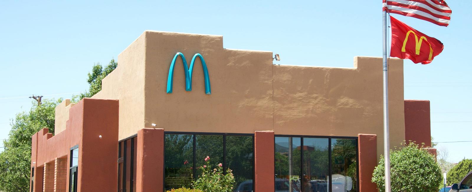 Only one mcdonald s in the world has turquoise arches government officials in sedona arizona thought the yellow would look bad with the natural red rock of the city