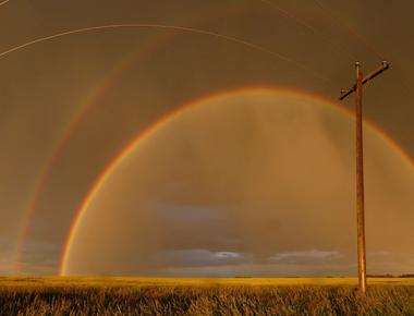 Everybody views rainbows differently the person right next to you is seeing it from a set of water droplets that are different from the water droplets that are creating the rainbow you see