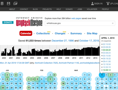 The wayback machine is an internet archive site that lets viewers pick a place and a time that it was active to see what it looked like back then even if the site has deleted you can still see cached pages from when it was active