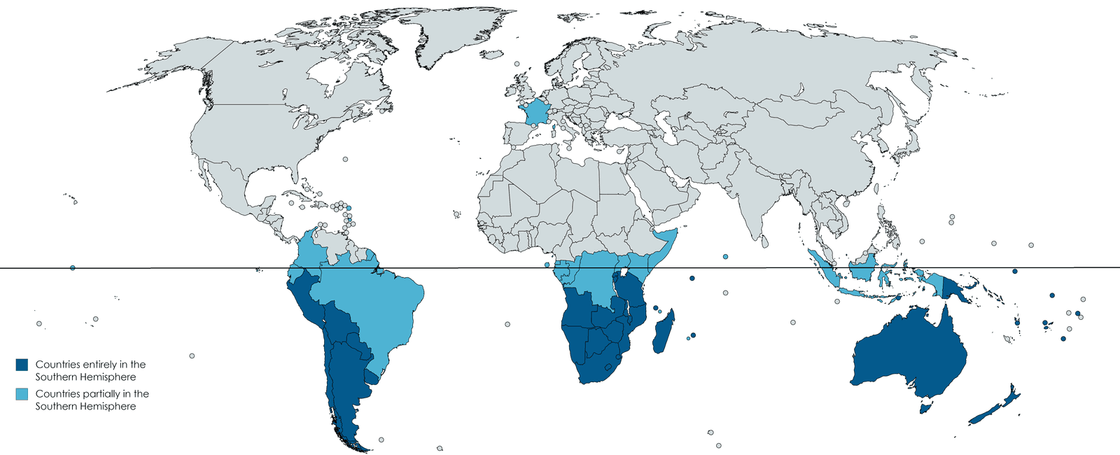 The only continents located entirely in the southern hemisphere are australia and antarctica