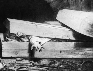 People were buried alive so often in the 19th century that inventors patented safety coffins that would give the dead the ability to alert those above ground if they were still alive