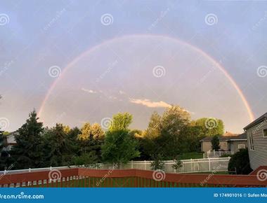 You see a semicircular rainbow only because the ground is in the way look out of the window next time you re in a plane you might see a full circular one around the shadow of your plane on the clouds