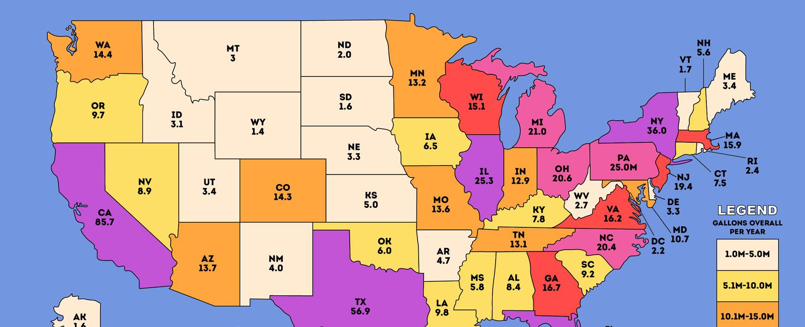 What u s state drinks the most alcohol per person nevada