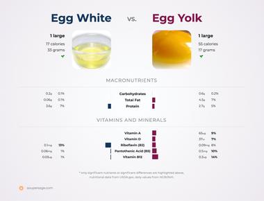 When compared egg whites and the yolk have about nearly the same amount of protein