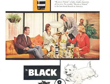 What whiskey brand was advertised with two terrier dogs black white