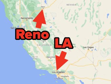 Reno is farther west than los angeles