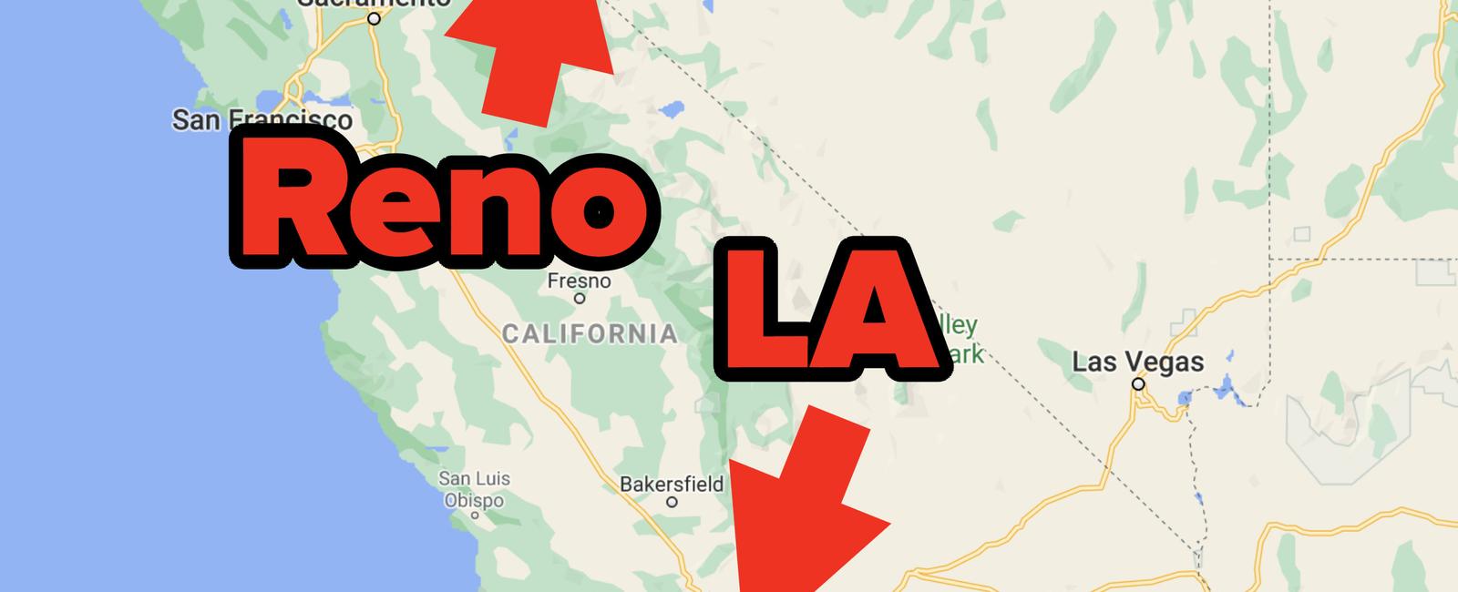 Reno is farther west than los angeles