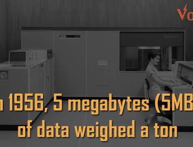 In 1956 5 megabytes 5mb of data weighed a ton