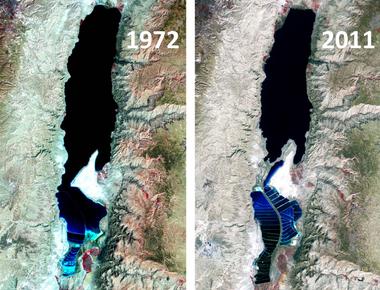 The dead sea is sinking an average of 1 meter per year and is already 429 meters below sea level