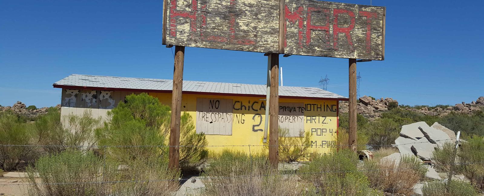 There s a ghost town in arizona called nothing it has one abandoned building and a couple of signs