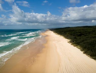 Fraser island located off the east coast of australia was created by sand blowing off the mainland at 76 4 miles long and 13 6 miles wide it s the largest sand island in the world