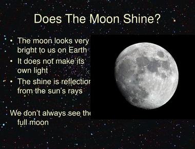 What causes the moon to shine reflection from the sunlight