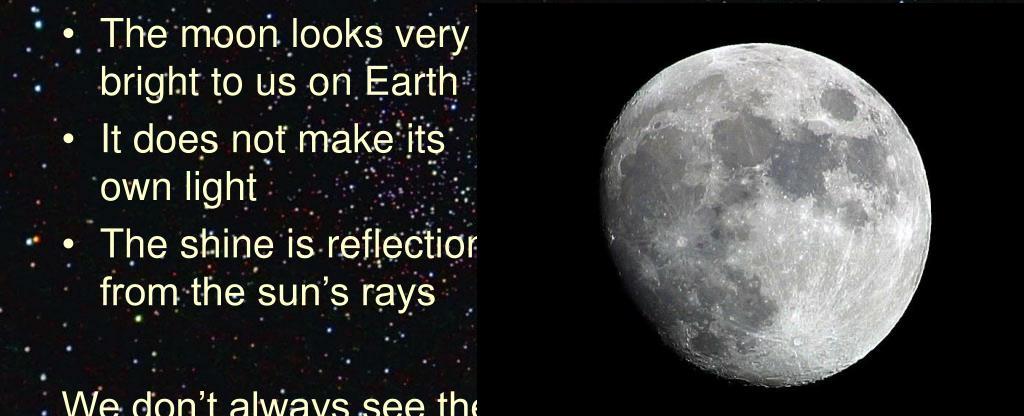 What causes the moon to shine reflection from the sunlight