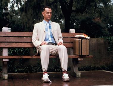 In the film forrest gump all the still photos show forrest with his eyes closed