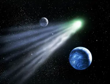 Comets are cosmic snowballs they make sweeping orbits around the sun and are composed of gas and dust