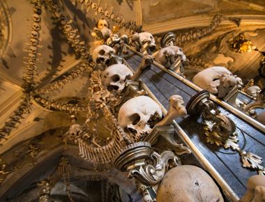 In the czech republic there is a church that is decorated with the bones of 10 000 dead people