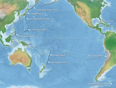 The marianas trench in the western pacific ocean is the 1 580 mile long crescent shaped section in the earth s crust which at points is up to 36 070 feet deep