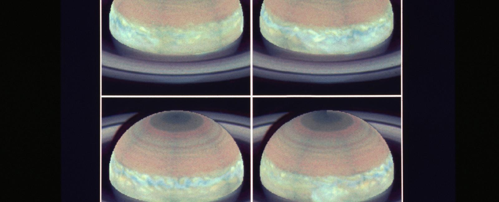 Storms on saturn called white spots are large enough to be spotted from earth