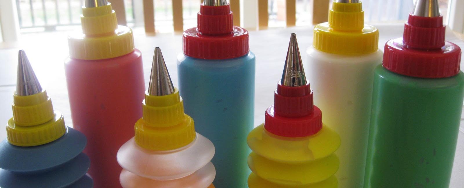 Use condiments bottles filled with icing for an easy way to decorate cookies and cakes