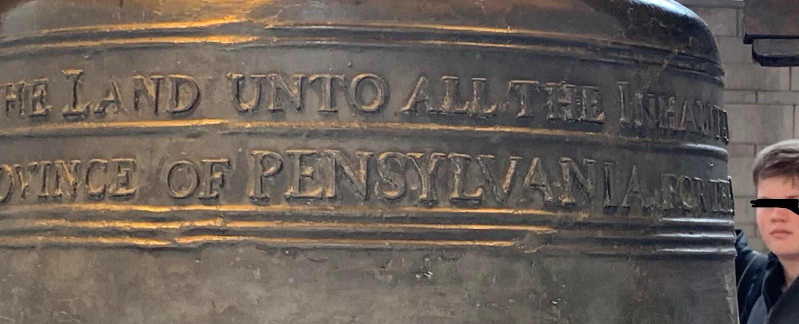 The word pennsylvania is misspelled on the liberty bell