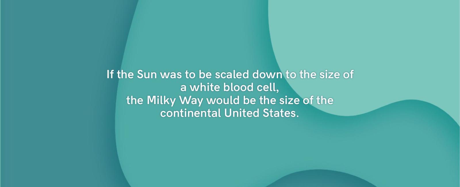 If the sun was to be scaled down to the size of a white blood cell the milky way would be the size of the continental united states