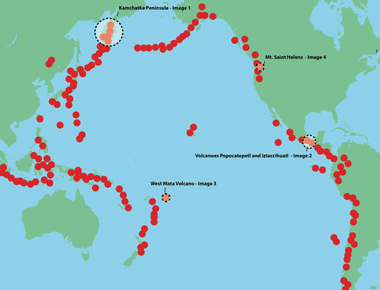 Around 75 of the volcanoes on earth are found in the pacific ring of fire an area around the pacific ocean where tectonic plates meet