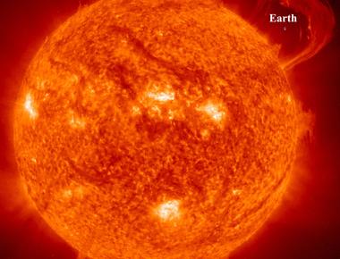 The sun is 330 330 times larger than the earth