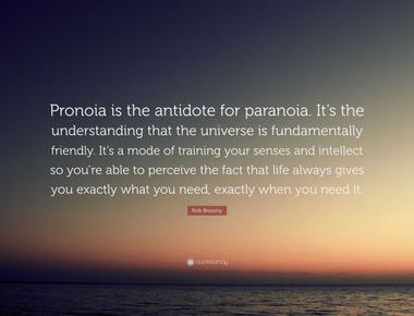 Pronoia the opposite of paranoia is the delusion that everyone is secretly plotting your success