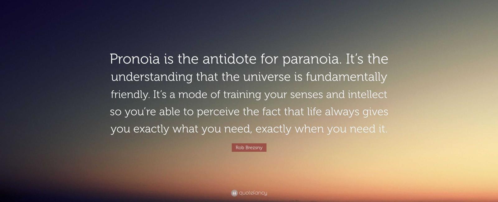 Pronoia the opposite of paranoia is the delusion that everyone is secretly plotting your success