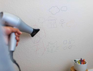 Use a hairdryer to get crayon marks off the walls