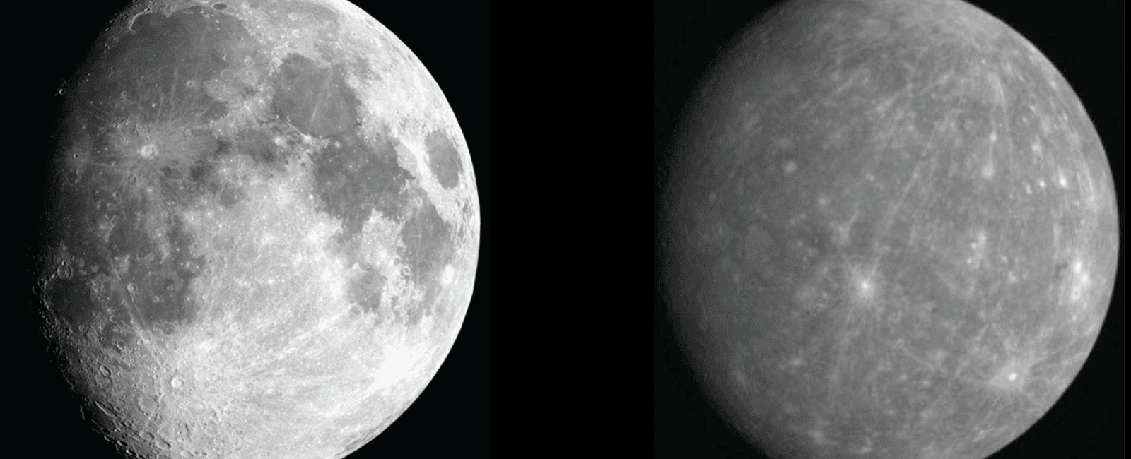 Mercury does not have its own moons but it looks very similar to earth s moon