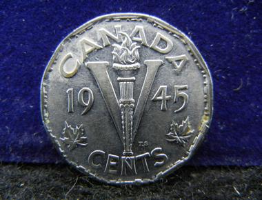 Between 1942 and 1945 nickels 5 cent coins didn t have any actual nickel in them likely due to shortages from wwii