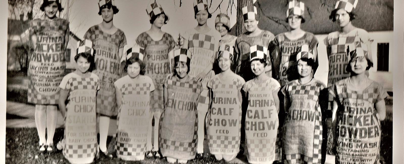 During the great depression people often made clothes out of flour sacks distributors would make their sacks more colorful to help people remain at least somewhat fashionable