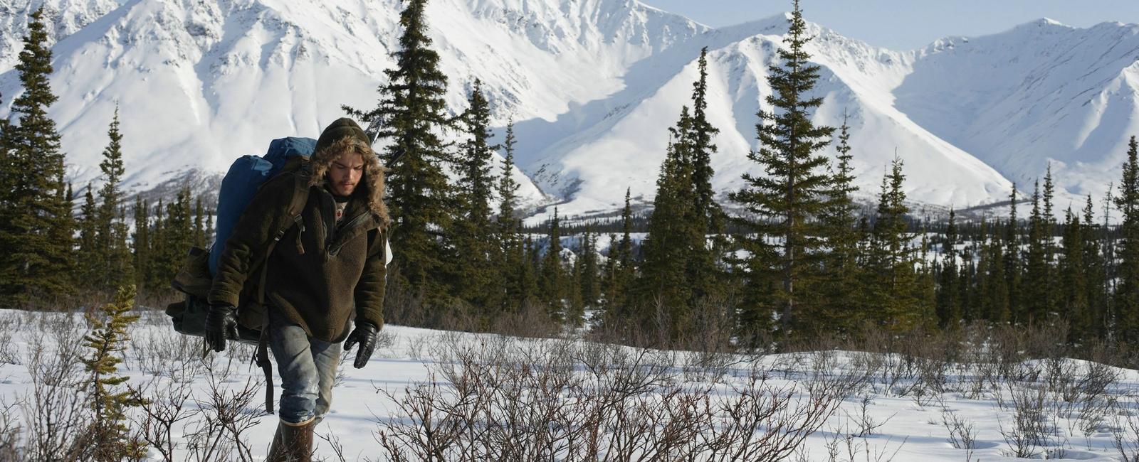 When shooting into the wild the temperature outdoors was at freezing when emile hirsch performed the naked back float down the stream