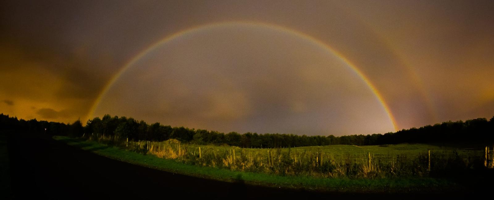 A moonbow is a rainbow that happens at night