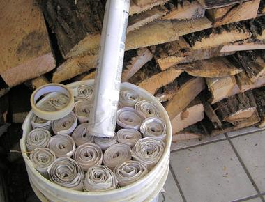 Make your own fireplace logs roll newspapers up tightly in shape of logs