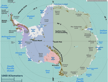 Antarctica is divided by the transantarctic mountains into east antarctica and west antarctica